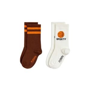Dětské ponožky Mini Rodini 2-pack Basketball hnědá barva