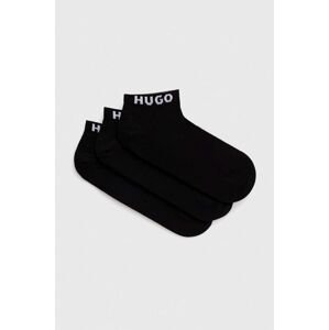 Ponožky HUGO 3-pack pánské, černá barva