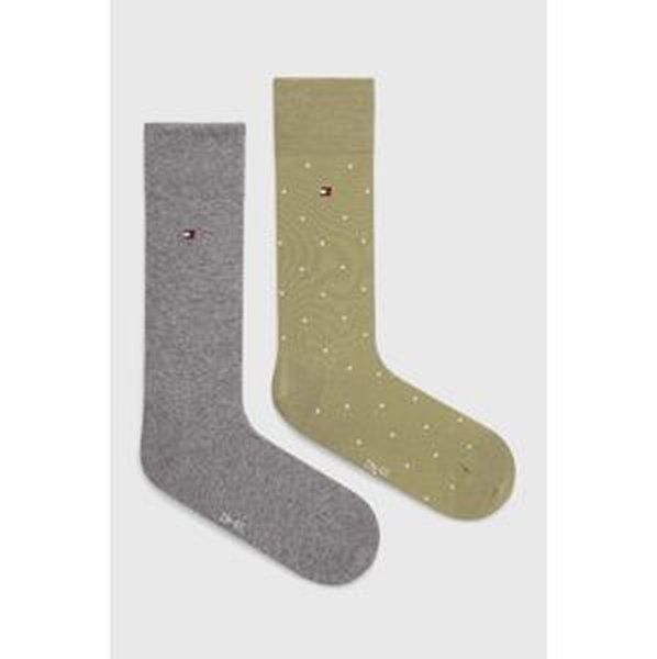 Ponožky Tommy Hilfiger 2-pack pánské, zelená barva