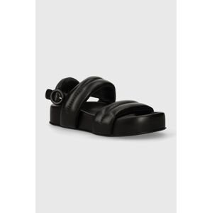 Kožené sandály AGL JANE dámské, černá barva, na platformě, D685004PGSOFTY0000