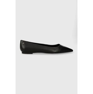 Kožené baleríny Tommy Hilfiger ESSENTIAL POINTED BALLERINA černá barva, FW0FW07863