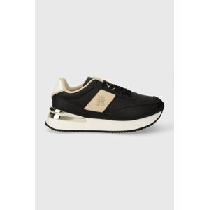 Kožené sneakers boty Tommy Hilfiger TH ELEVATED FEMININE RUNNER HW černá barva, FW0FW07830