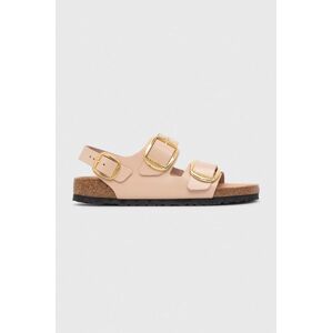 Kožené sandály Birkenstock Milano Big Buckle dámské, béžová barva, 1026484