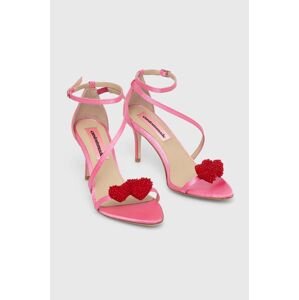 Sandály Custommade Amy Satin Heart růžová barva, 000401098