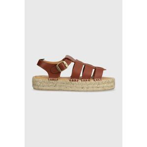 Kožené sandály Barbour Paloma dámské, hnědá barva, na platformě, LFO0703TA32