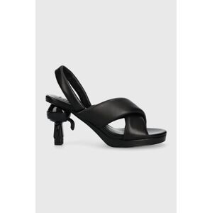 Kožené sandály Karl Lagerfeld IKON HEEL černá barva, KL39024