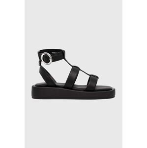 Kožené sandály BOSS Scarlet dámské, černá barva, na platformě, 50516435