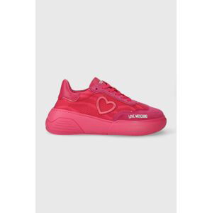 Sneakers boty Love Moschino růžová barva, JA15415G1IIY960B