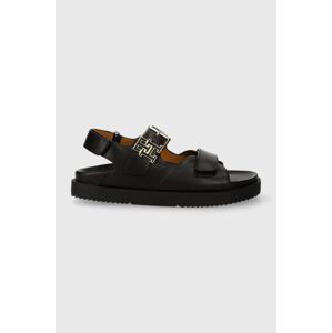 Kožené sandály Tommy Hilfiger TH HARDWARE LTHR SPORTY SANDAL dámské, černá barva, FW0FW07736