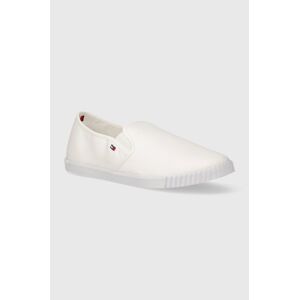 Tenisky Tommy Hilfiger CANVAS SLIP-ON SNEAKER dámské, bílá barva, FW0FW07806