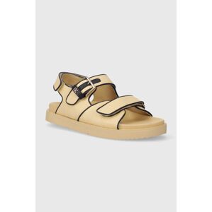 Sandály Tommy Hilfiger RAFIA SPORTY SANDAL dámské, béžová barva, FW0FW07896