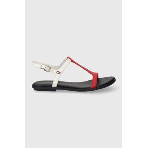 Kožené sandály Tommy Hilfiger TH FLAT SANDAL dámské, tmavomodrá barva, FW0FW07930