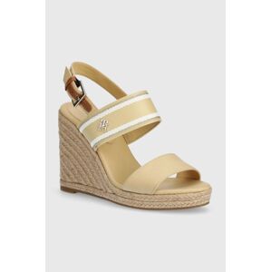 Sandály Tommy Hilfiger WEBBING HIGH WEDGE SANDAL béžová barva, FW0FW08045