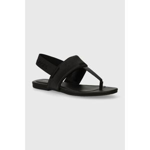 Sandály Calvin Klein Jeans FLAT SANDAL TOEPOST DC dámské, černá barva, YW0YW01344