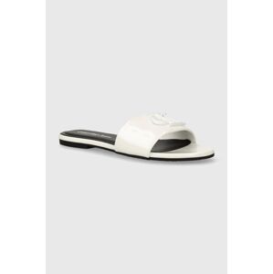 Pantofle Calvin Klein Jeans FLAT SANDAL SLIDE MG MET dámské, bílá barva, YW0YW01348