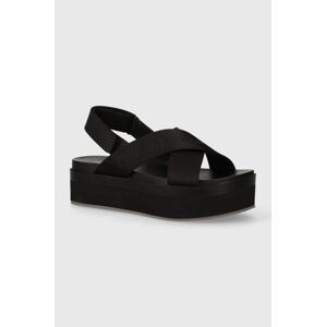 Sandály Calvin Klein Jeans FLATFORM SANDAL SLING IN MR dámské, černá barva, na platformě, YW0YW01362