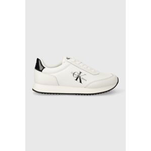 Sneakers boty Calvin Klein Jeans RUNNER LOW LACE MIX ML MET bílá barva, YW0YW01370