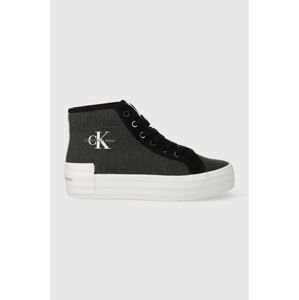Kecky Calvin Klein Jeans BOLD VULC FLATF MID CS ML BTW dámské, černá barva, YW0YW01392