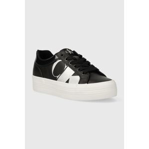 Kožené sneakers boty Calvin Klein Jeans BOLD VULC FLATF LOW LTH NBS MET černá barva, YW0YW01414