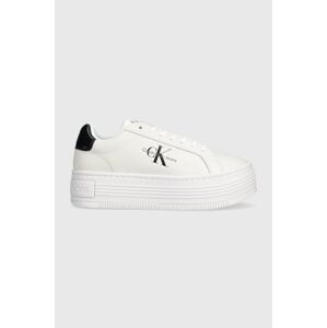 Sneakers boty Calvin Klein Jeans BOLD PLATF LOW LACE LTH ML MET bílá barva, YW0YW01431