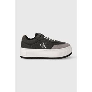 Sneakers boty Calvin Klein Jeans BOLD PLATF LOW LACE MIX ML BTW černá barva, YW0YW01433