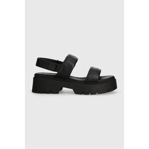 Kožené sandály HUGO Kris dámské, černá barva, na platformě, 50517374