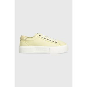 Tenisky Tommy Jeans TJW FOXING FLATFORM SNEAKER dámské, žlutá barva, EN0EN02480