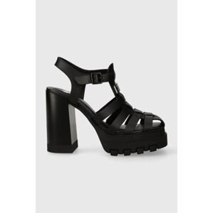 Kožené sandály Tommy Jeans TJW HEEL FISHERMAN SANDAL černá barva, EN0EN02458