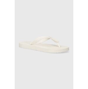 Žabky Tommy Jeans TJW LOGO FLIP FLOP dámské, bílá barva, na plochém podpatku, EN0EN02447