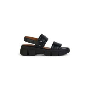 Kožené sandály Geox D LISBONA dámské, černá barva, na platformě, D45PSA 000TU C9999
