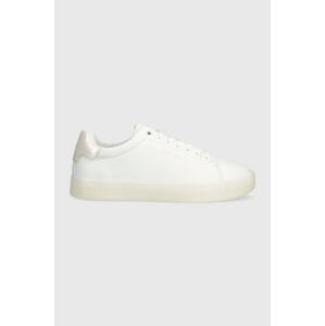 Kožené sneakers boty Calvin Klein CUPSOLE LACE UP PEARL bílá barva, HW0HW01897