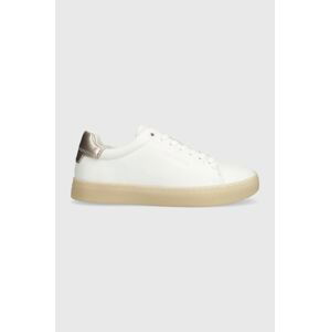 Kožené sneakers boty Calvin Klein CUPSOLE LACE UP PEARL bílá barva, HW0HW01897