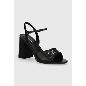 Kožené sandály Calvin Klein HEEL SANDAL 85 RELOCK LTH černá barva, HW0HW01937