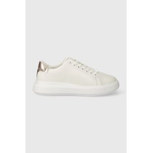 Kožené sneakers boty Calvin Klein CUPSOLE LACE UP LEATHER bílá barva, HW0HW01987