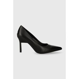 Kožené lodičky Calvin Klein HEEL PUMP 90 LEATHER černá barva, HW0HW02033