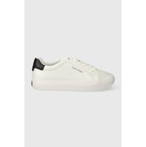 Sneakers boty Calvin Klein VULCANIZED LACE UP LTH bílá barva, HW0HW02037