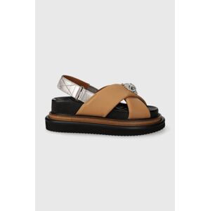 Kožené sandály Kurt Geiger London Orson Cross Strap Sandal dámské, béžová barva, na platformě, 9992248109