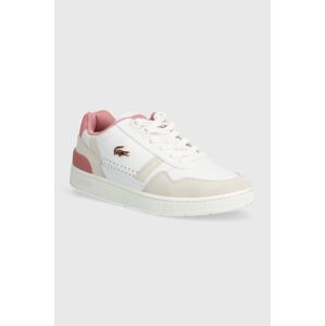 Kožené sneakers boty Lacoste T-Clip Contrasted Collar Leather Snea bílá barva, 47SFA0082