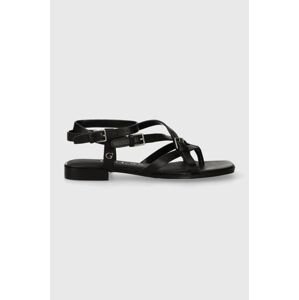 Kožené sandály Guess TAMPER dámské, černá barva, FLJTAM LEA03