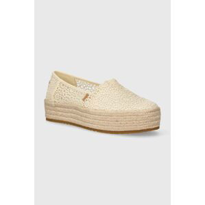 Espadrilky Toms Valencia béžová barva, na platformě, 10020691