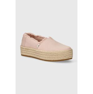 Espadrilky Toms Valencia růžová barva, na platformě, 10020698