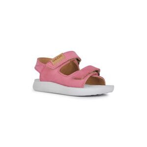 Dětské kožené sandály Geox SANDAL LIGHTFLOPPY oranžová barva