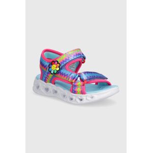 Dětské sandály Skechers HEART LIGHTS SANDALS MISS VIBRANT tyrkysová barva