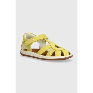Dětské nubukové sandály Camper žlutá barva