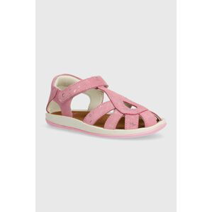 Dětské nubukové sandály Camper růžová barva