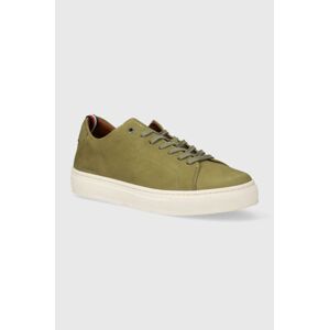 Kožené sneakers boty Tommy Hilfiger PREMIUM CORPORATE LTH SEASONAL zelená barva, FM0FM04965