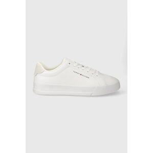 Kožené sneakers boty Tommy Hilfiger TH COURT LEATHER bílá barva, FM0FM04971