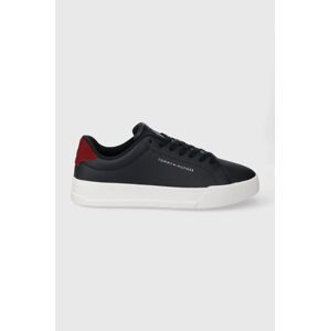 Kožené sneakers boty Tommy Hilfiger TH COURT LEATHER tmavomodrá barva, FM0FM04971