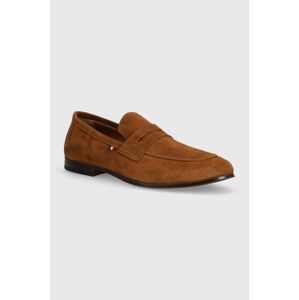 Semišové mokasíny Tommy Hilfiger CASUAL LIGHT FLEXIBLE SDE LOAFER pánské, hnědá barva, FM0FM04988