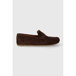 Semišové mokasíny Tommy Hilfiger CASUAL SUEDE DRIVER pánské, hnědá barva, FM0FM04998